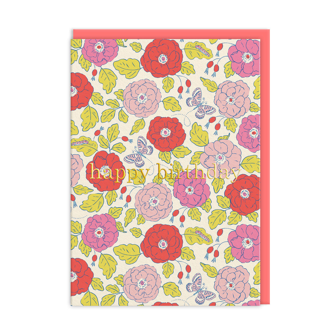 Butterfly Floral Happy Birthday Card