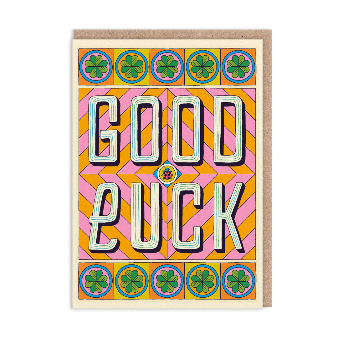 Good Luck Typographic Greeting Card