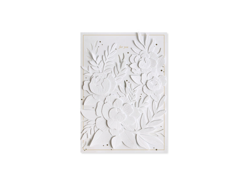 White Blossoms 3D Layered Greeting Card