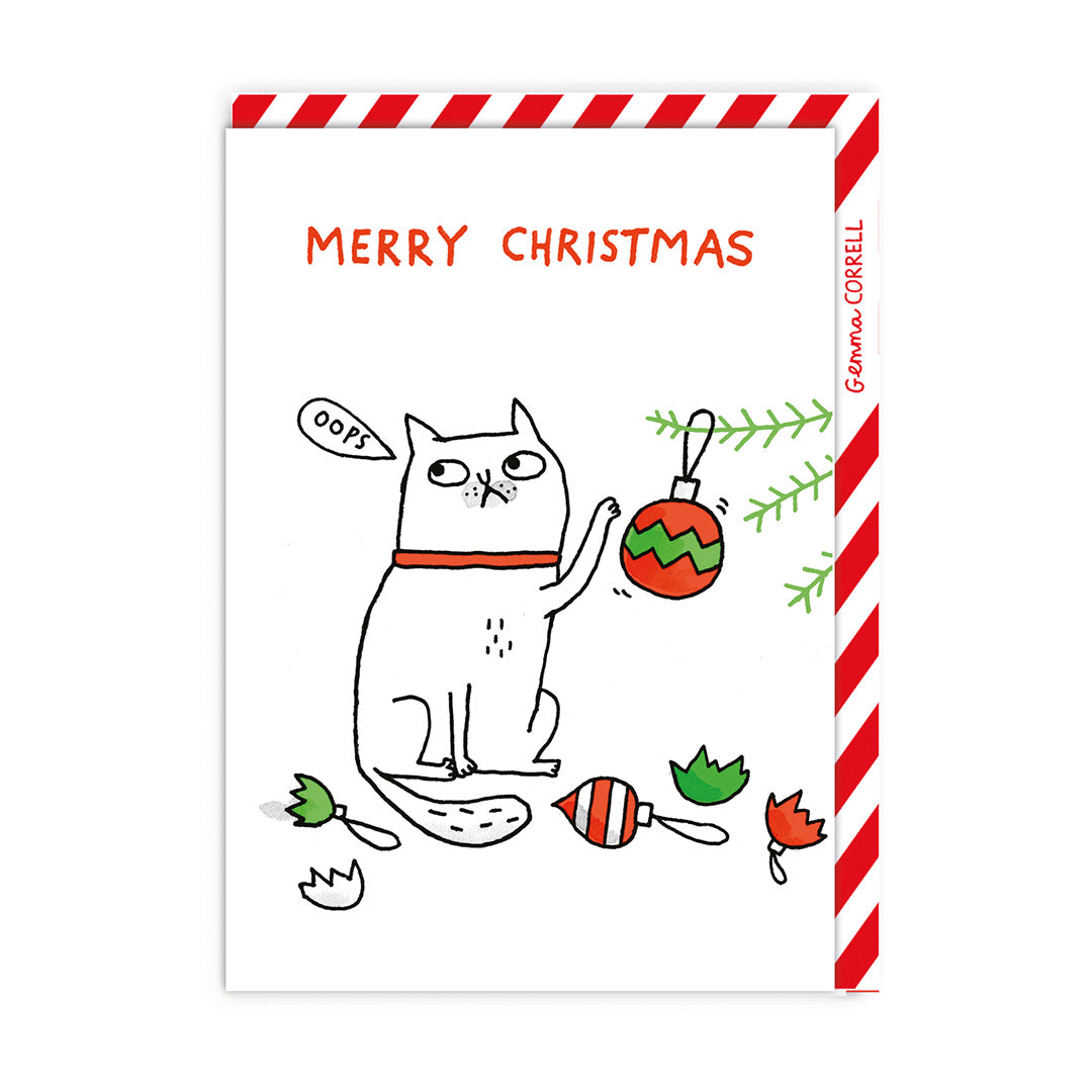Oops Cat Merry Christmas Card, 7x5