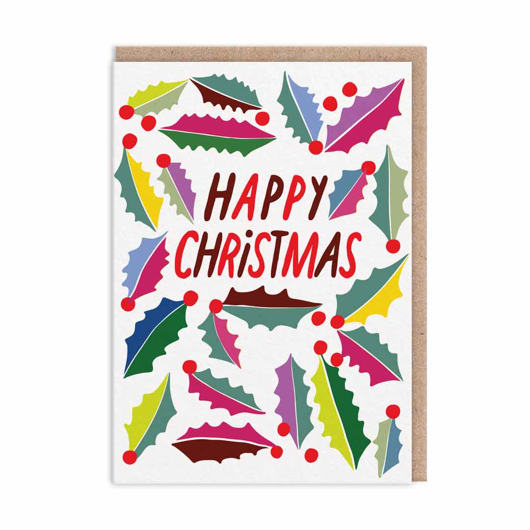 Happy Christmas Holly Christmas Card