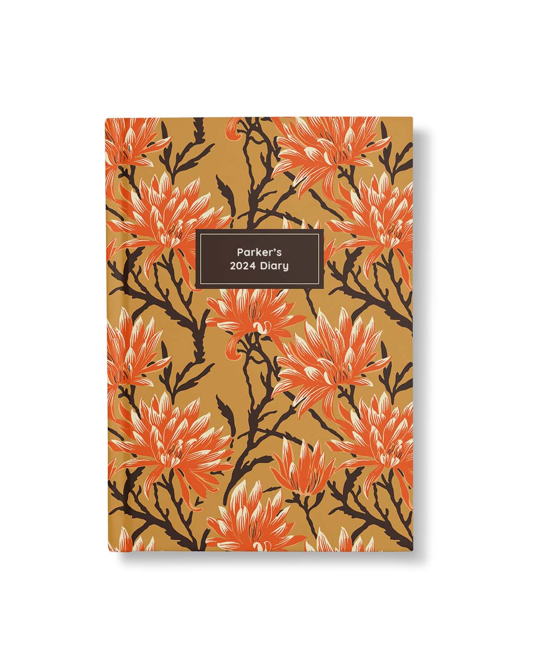 Ohh Deer Personalised Diary | A5 Hardback 2024 Planner | To Do Lists, Calendars & Goals | Daily & Monthly Views | Add Your Name | Orange Chrysanthemum