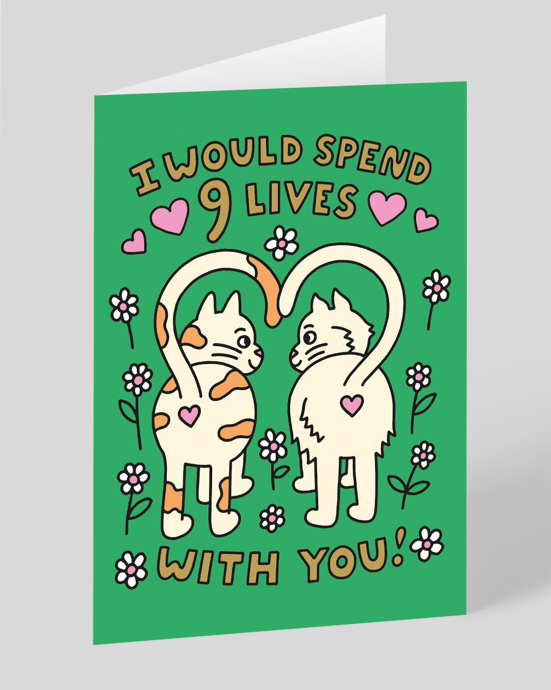Valentine’s Day | Cute Valentines Card For Cat Lovers | I Would Spend 9 Lives With You Greeting Card | Ohh Deer Unique Valentine’s Card for Him or Her | Made In The UK, Eco-Friendly Materials, Plastic Free Packaging