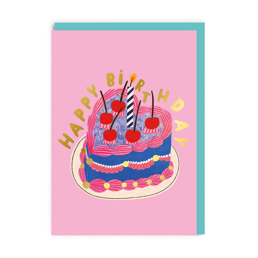 Happy Birthday Card | Perfect Card For Her | Ohh Deer x Daria Solak | Eco-Friendly Premium Greeting Cards | Heart Cake