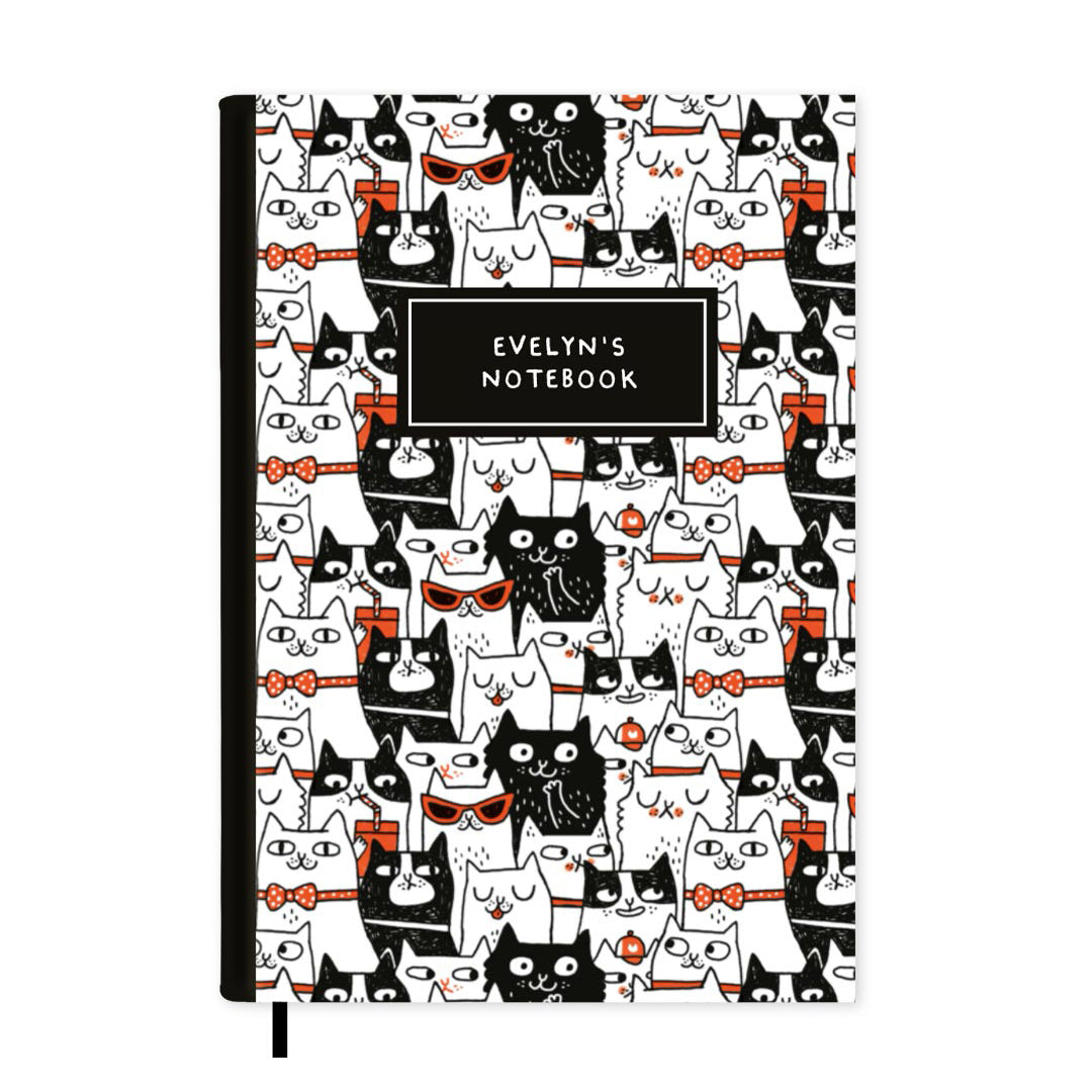 Cool Cats Personalised Notebook A5, Hard Cover / Lined