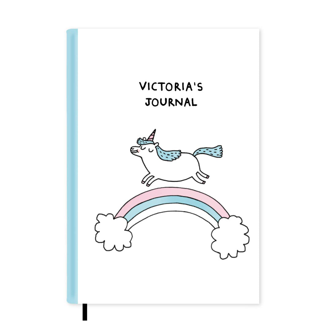 Flying Unicorn Personalised Notebook A5, Hard Cover / Dotted