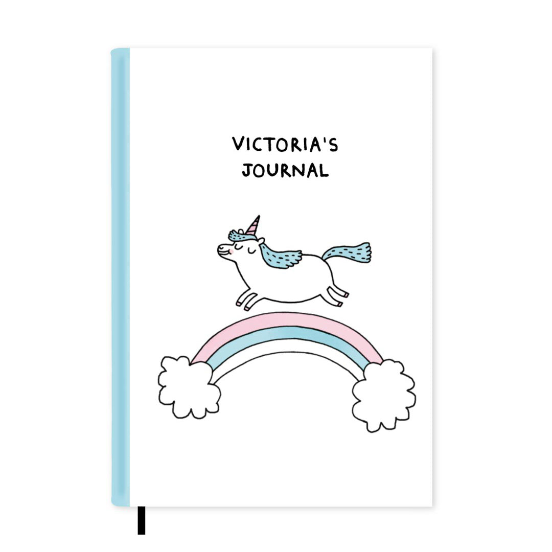 Flying Unicorn Personalised Notebook A5, Hard Cover / Plain