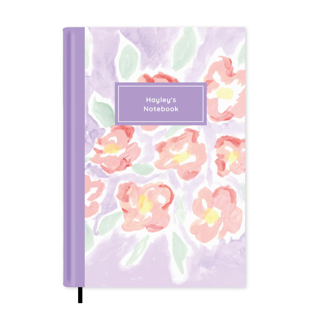 Lilac Floral Personalised Notebook A5, Hard Cover / Plain