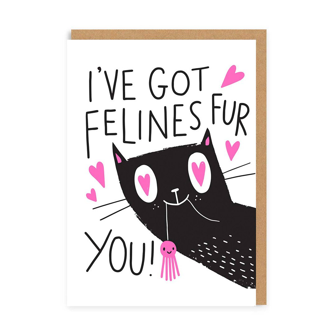 Valentine’s Day | Cute Valentines Card For Cat Lovers | I’ve Got Felines For You Greeting Card | Ohh Deer Unique Valentine’s Card for Him or Her | Made In The UK, Eco-Friendly Materials, Plastic Free Packaging