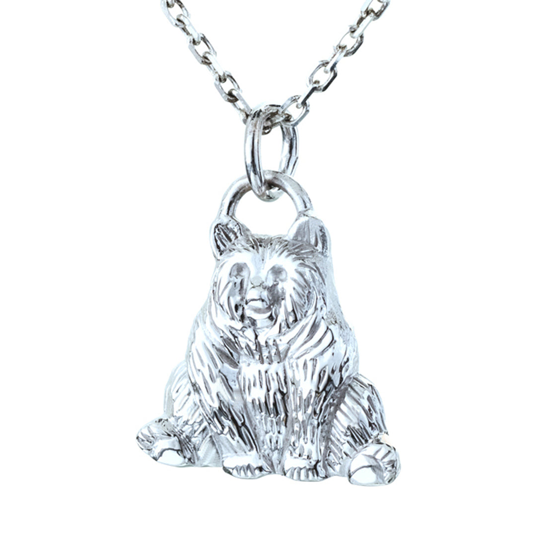 Bear Necklace, White Gold