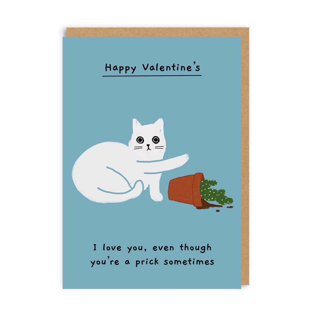 Valentine’s Day | Funny Valentines Card For Cat Lovers | I Love You Even Though You’re A Prick Sometimes Valentine’s Card | Ohh Deer Unique Valentine’s Card for Him or Her | Artwork by Ken the Cat | Made In The UK, Eco-Friendly Materials, Plastic Free Pac