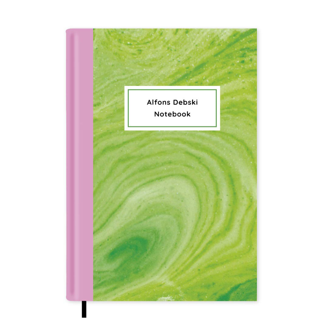 Green Marble Personalised Notebook A5, Hard Cover / Dotted