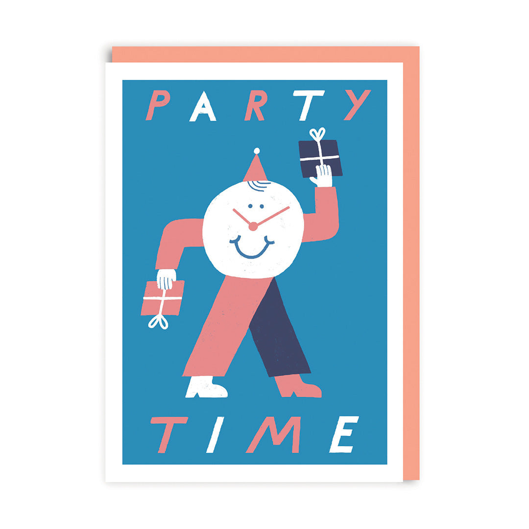 Birthday Card Party Time Clock Greeting Card
