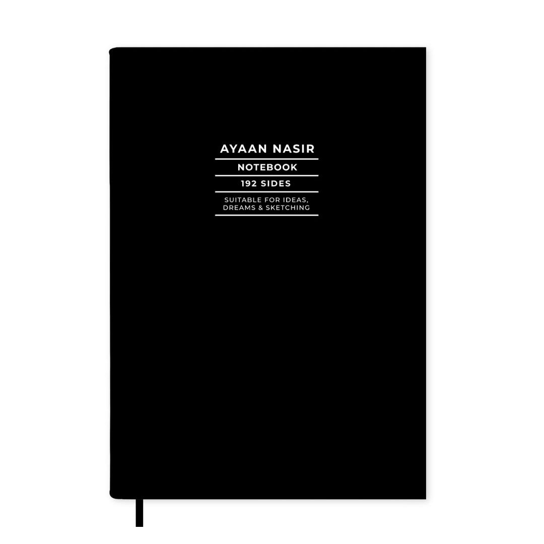 Black Personalised Notebook, Hard Cover / Lined