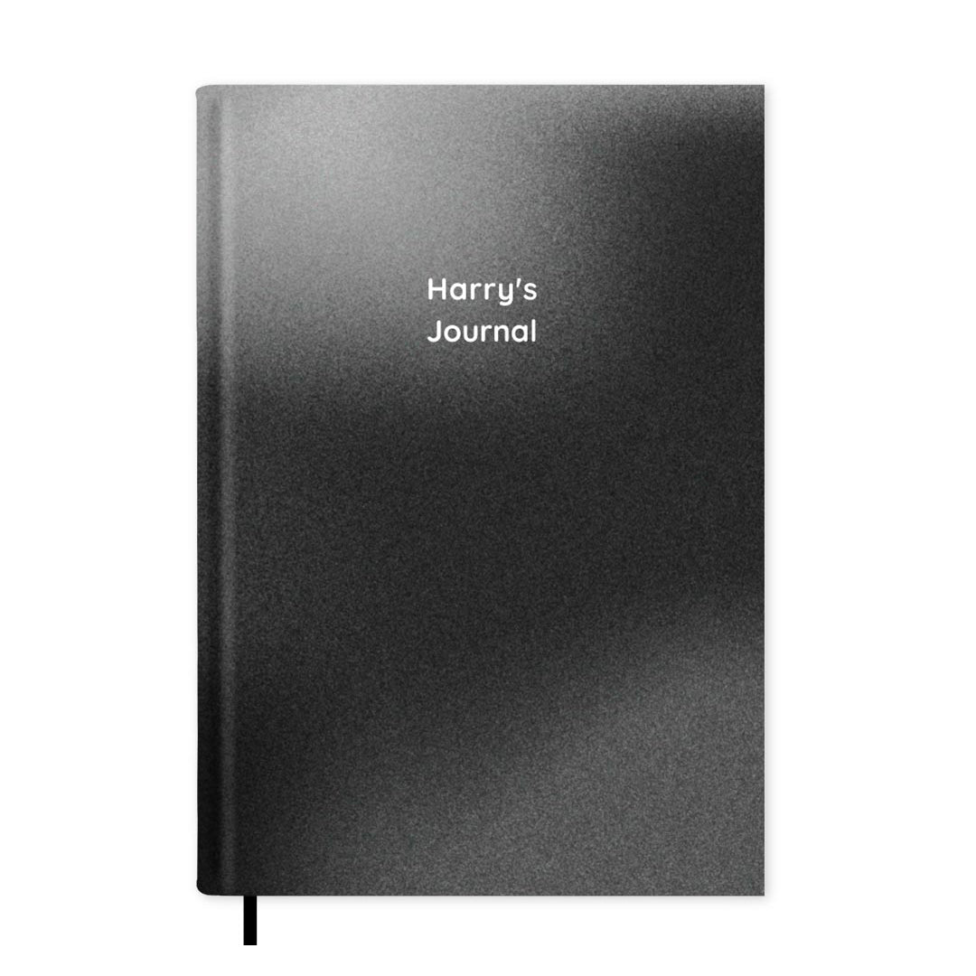 Black Ombre Personalised Notebook A5, Hard Cover / Lined