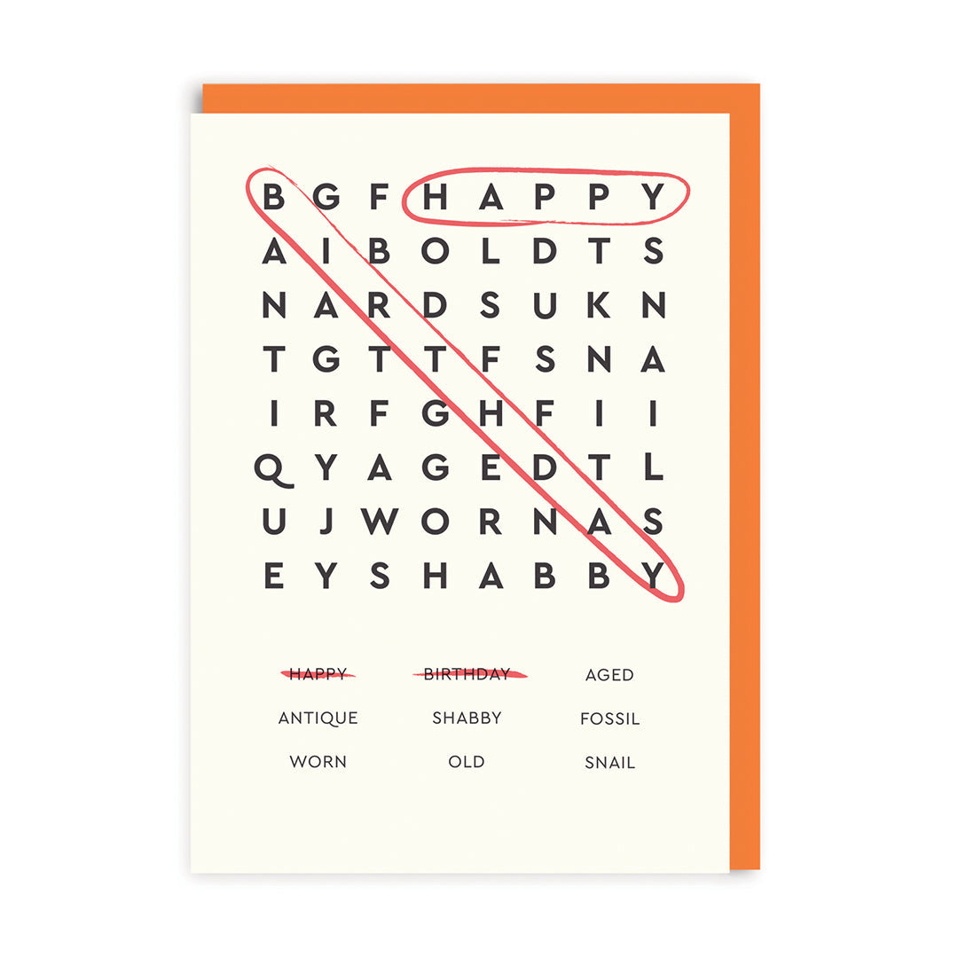 Happy Birthday Word Search Greeting Card