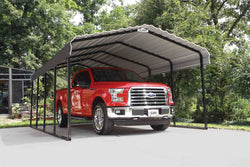Arrow Carport 12x20x7, 29 Gauge Galvanized Steel Roof Panels, 2 in.Square Tube Frame, Charcoal Finish