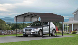 Arrow Carport 10x29x7, 29 Gauge Galvanized Steel Roof Panels, 2 in.Square Tube Frame, Charcoal Finish
