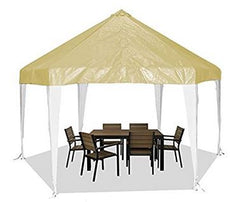 King Canopy 13 ft x13ft Hexagon Canopy with Tan / White Cover