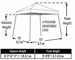 ShelterLogic Pop-Up Canopy HD - Slant Leg 12 x 12 ft. (5 Colors Options)