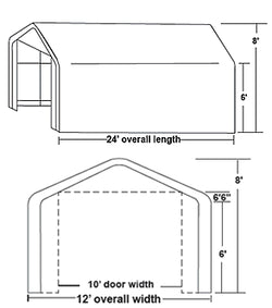 Rhino 12x24x8 Storage Building Shelter