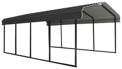 Arrow Carport 12x29x7, 29 Gauge Galvanized Steel Roof Panels, 2 in.Square Tube Frame, Charcoal Finish