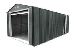DuraMax Imperial Metal Garage 12' widths- Dark Gray w/ White Trim