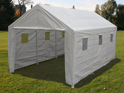 King Canopy A-Frame Hercules Canopy (1.5'' purlins) - Snow Load Kit - 10' x 20' x 9'9"- 8 Legs - 180g/m2 Fitted Cover w/ Drawstring - Sidewalls with Windows - White