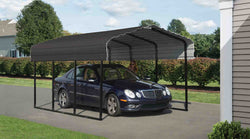 Arrow Carport 10x15x7, 29 Gauge Galvanized Steel Roof Panels, 2 in.Square Tube Frame, Charcoal Finish