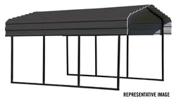 Arrow Carport 12x24x7, 29 Gauge Galvanized Steel Roof Panels, 2 in.Square Tube Frame, Charcoal Finish