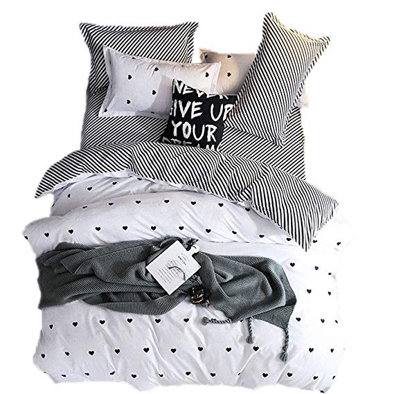 Fba Delivery Cartoon Black White Striped Stars Bedding Boys Girls