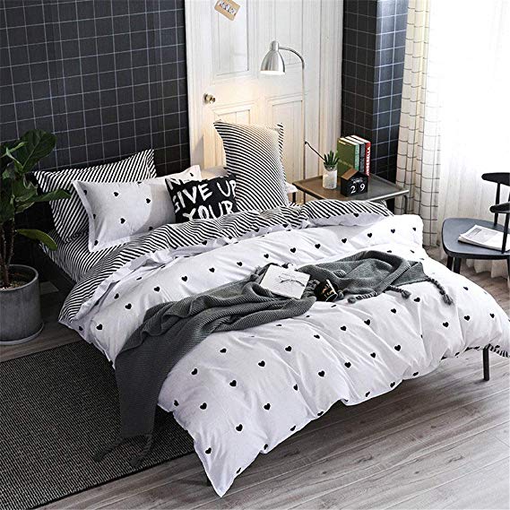 Fba Delivery Cartoon Black White Striped Stars Bedding Boys Girls