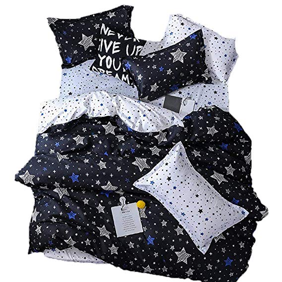 Fba Delivery Beddingwish 3pcs White And Blue Pentacle Duvet Cover With