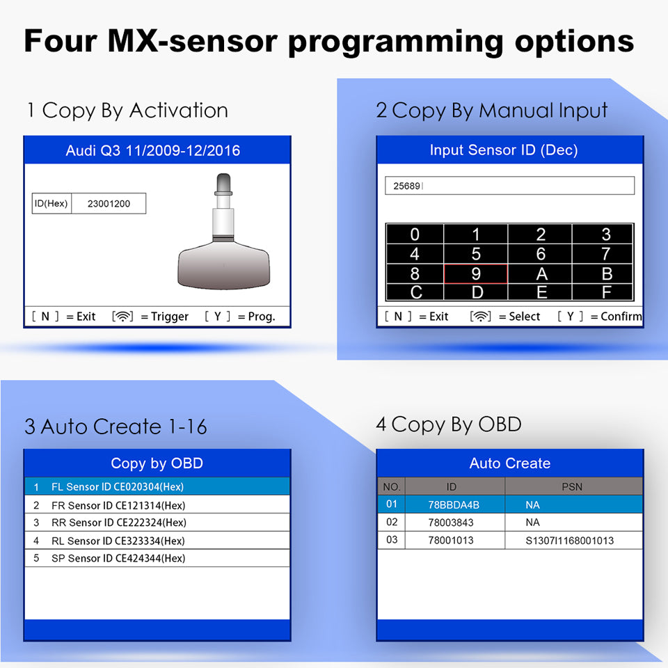 Autel MaxiTPMS TS508 TPMS Diagnostic & Relearn Tool Programing Autel 433mhz & 315mhz MX-Sensor With FOUR Methods