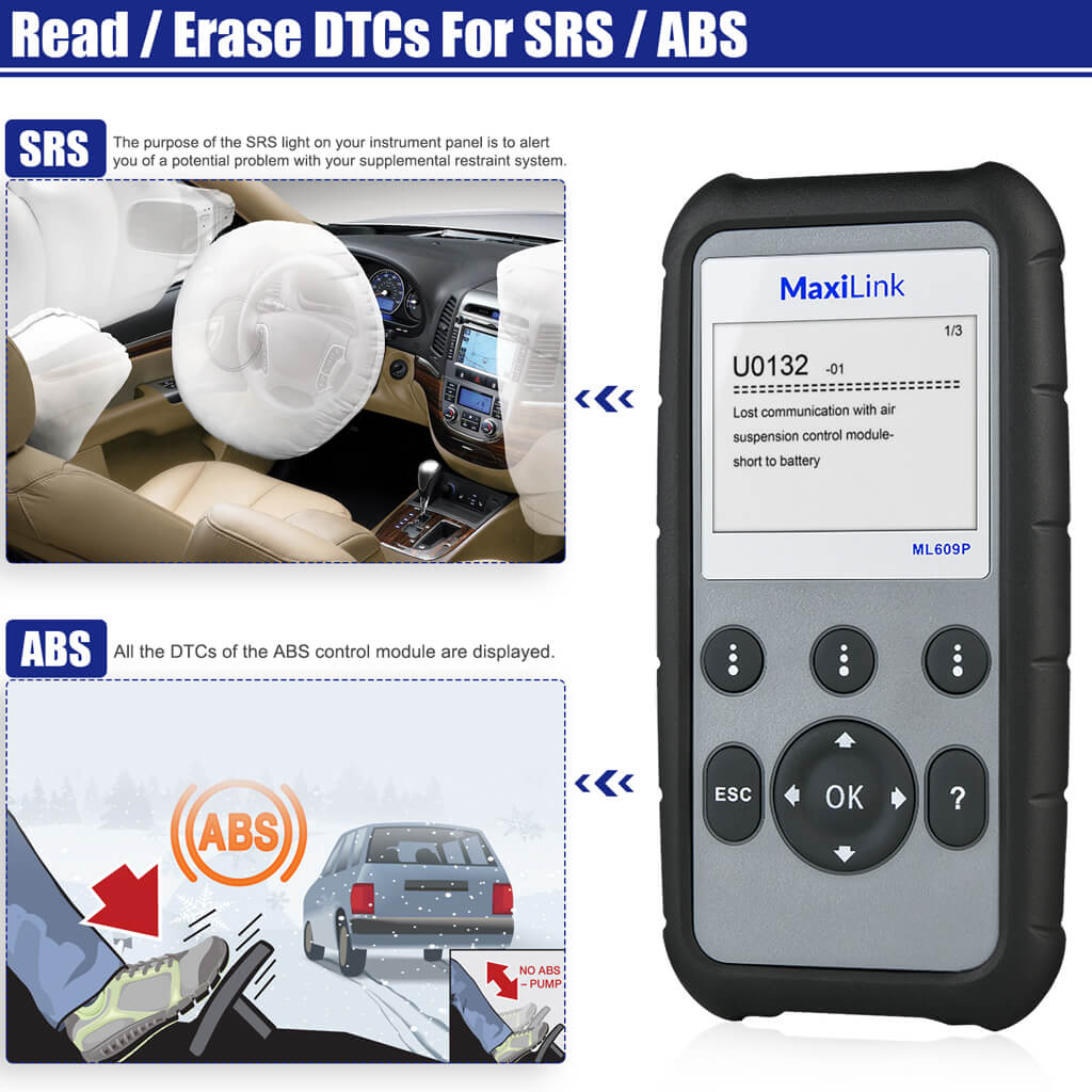Autel MaxiLink ML609P Car Code Reader ABS/SRS Service