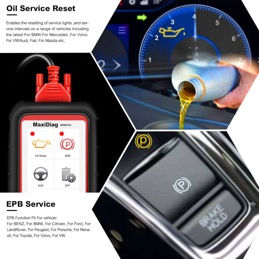 Autel md808 pro code reader & scanner provide oil reset service & epb functions for most modern vehicles on the road today