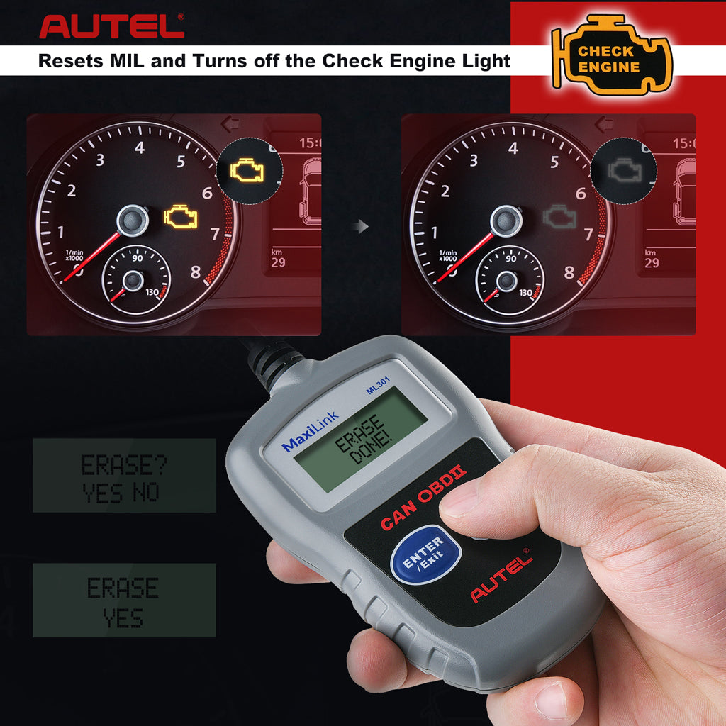 Autel MaxiLink ML301 OBD2 code reader turns off engine lights