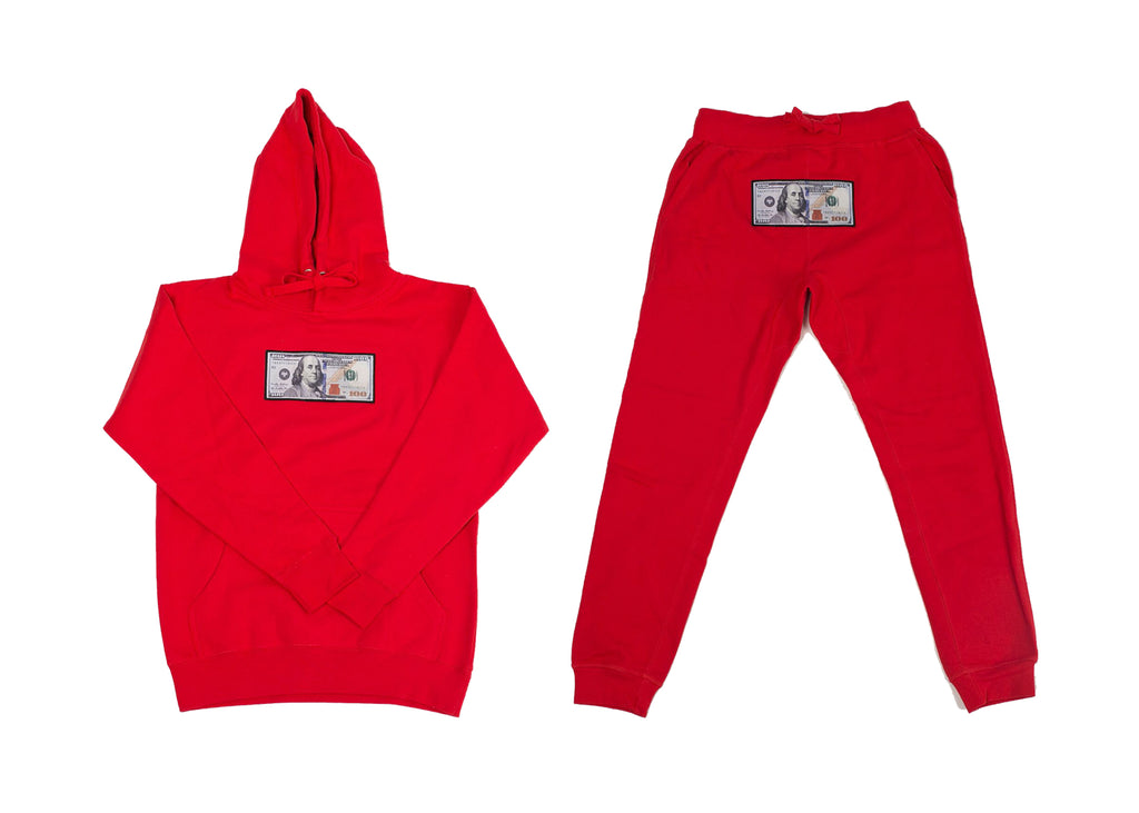 red jogger set