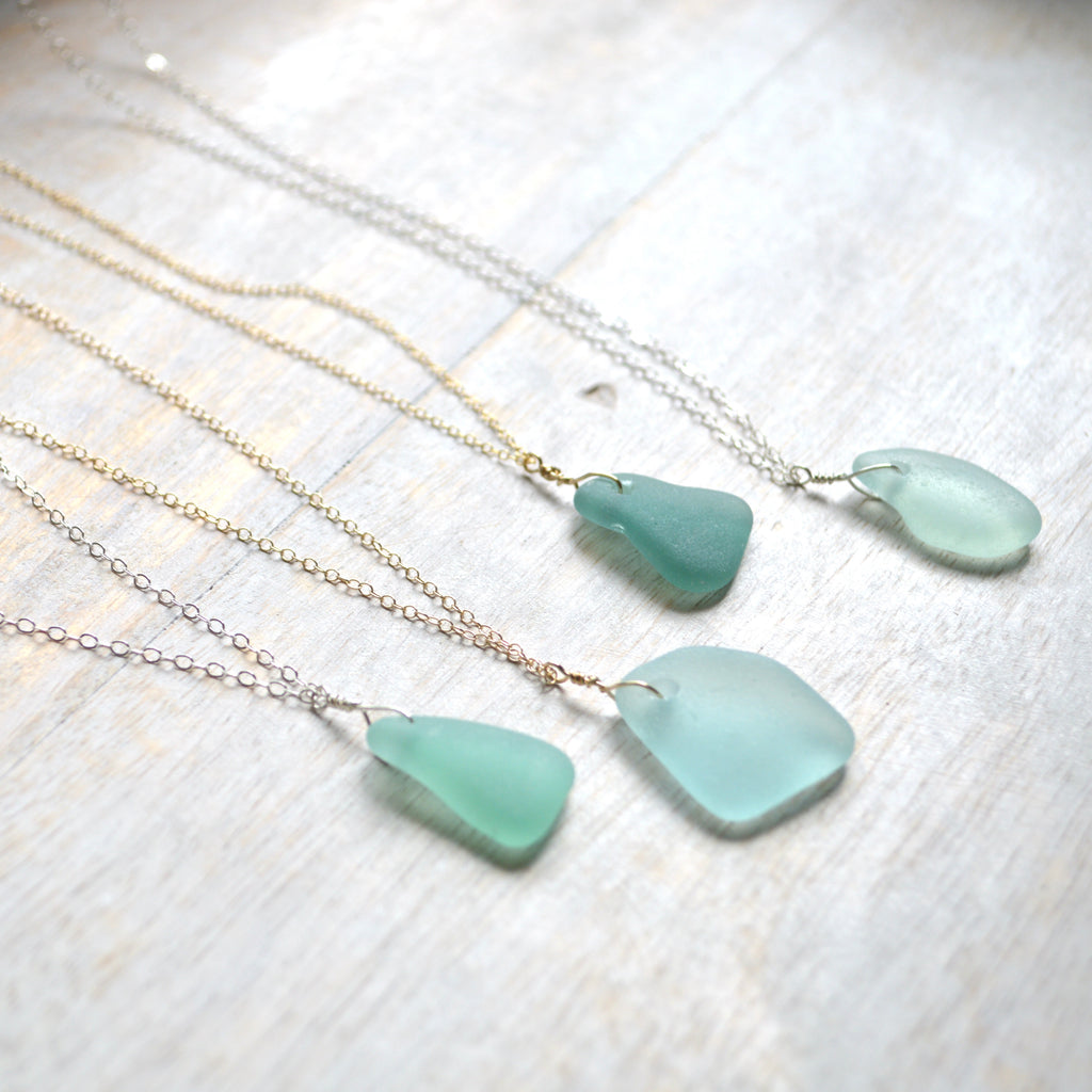 aqua sea glass necklace aqua sea glass jewelry Authentic aqua sea glass pendant