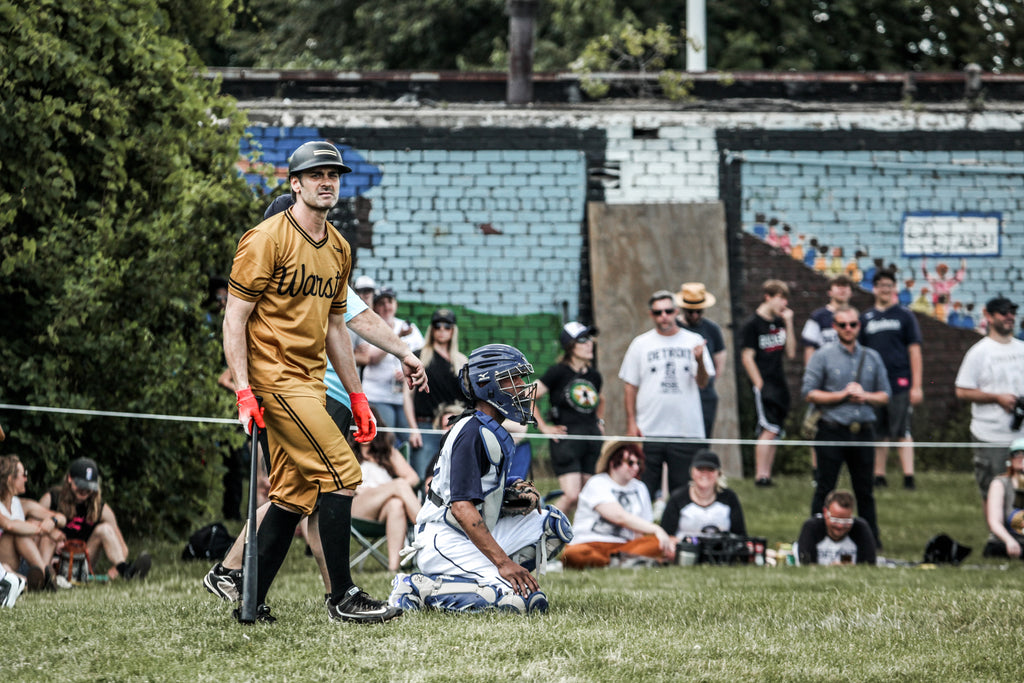 Dean Fertita of the Warstic Woodmen coming up to bat