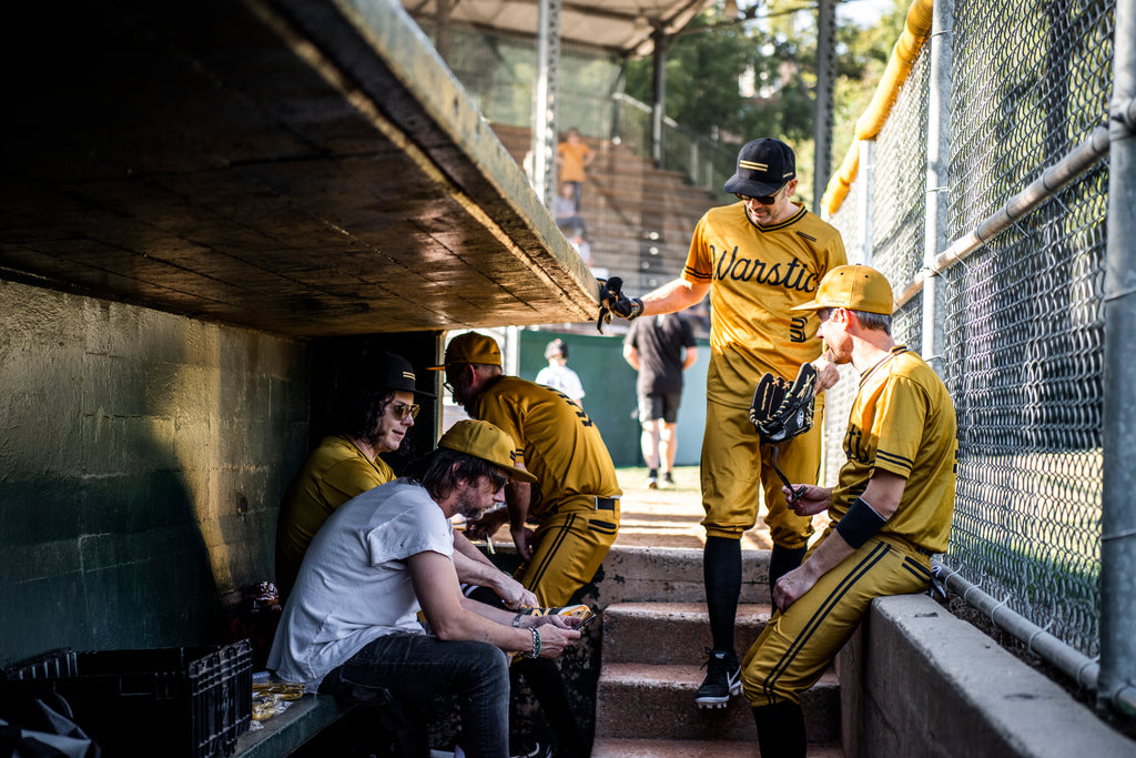 The Warstic Woodmen & the Raconteurs in the dugout pregame