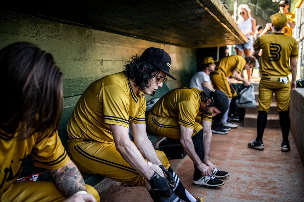 The Warstic Woodmen in the dugout pregame