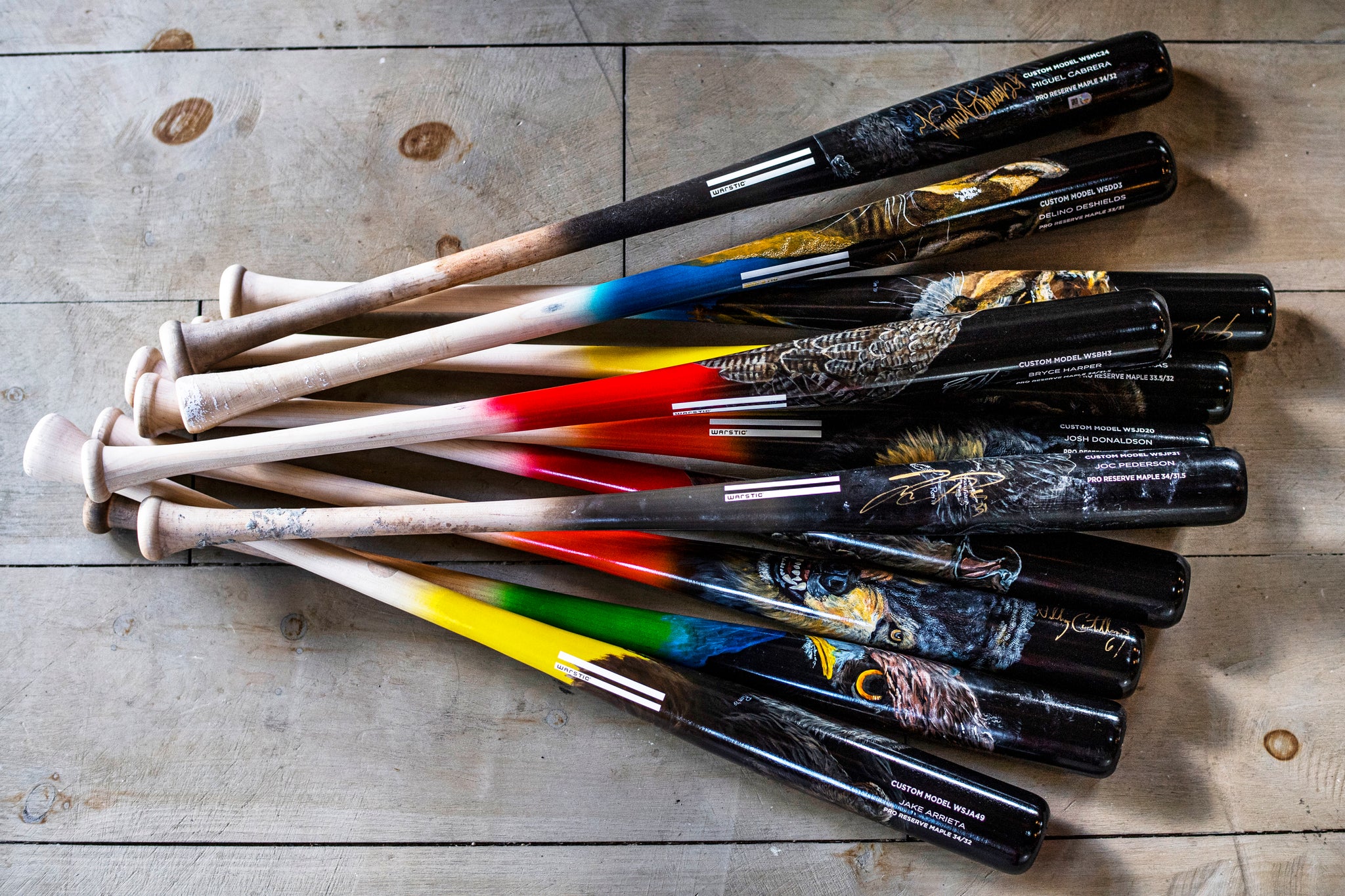 All of the Player's Weekend Bats in pile