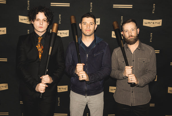 Warstic investors, Jack White and Ian Kinsler with Warstic founder, Ben Jenkins at Third Man Records Cass Corridor in Detroit.