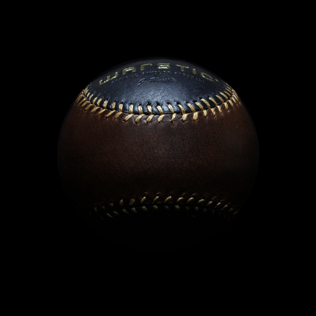 View of the brown leather part of the Warstic Official #3 Sandlot Baseball