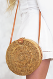 Natural Cross-Body Circle Basket Bag in Natural