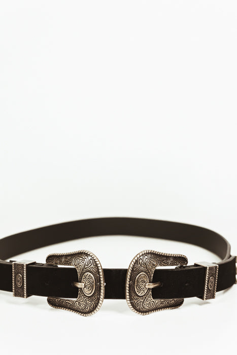 Aparte tranquilo pared Dark Gold Double Buckle Belt - Black – Haute & Rebellious