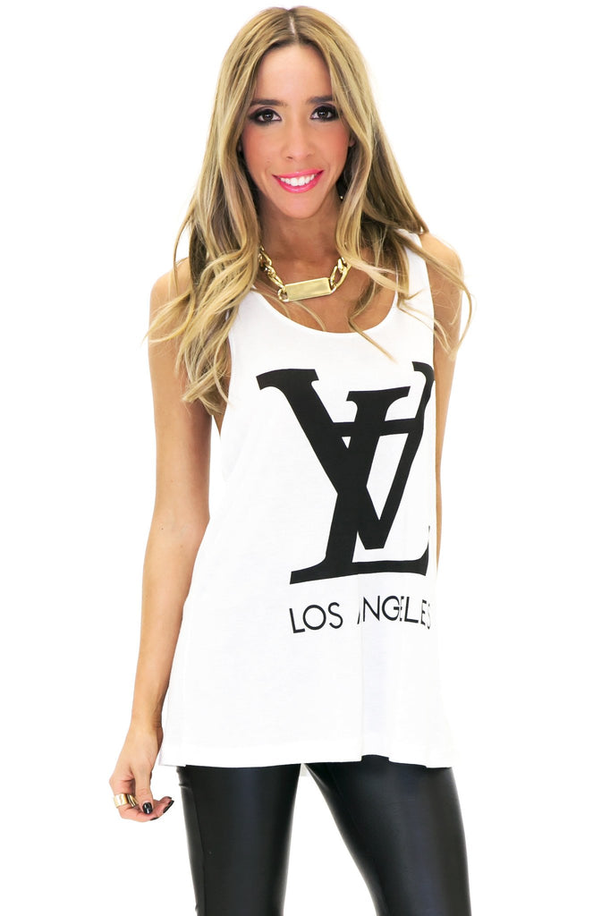 LV LOS ANGELES VINTAGE TANK - White | Haute & Rebellious
