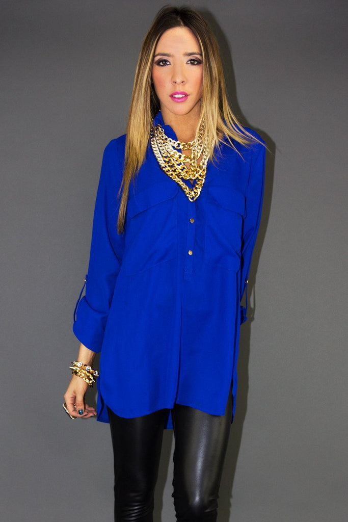 Electric Royal Blue Chiffon Blouse Haute And Rebellious 