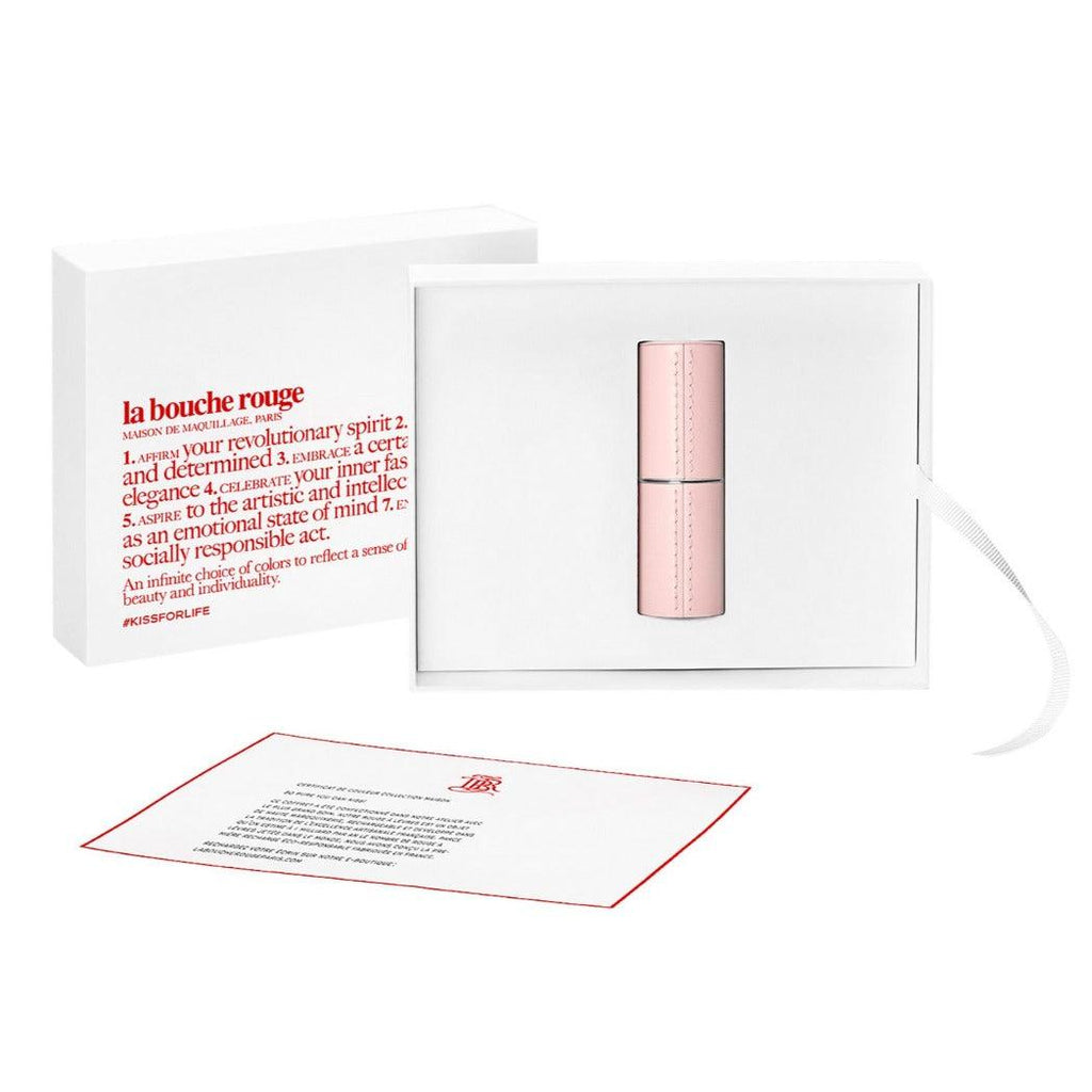 La bouche rouge, Paris-Refillable Fine Leather Lipstick Case - Pink-